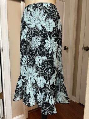 Worthington Black Maxi Skirt with Light Blue Floral Print